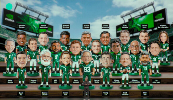 NVIDIA GTC Pre-game show bobbleheads.