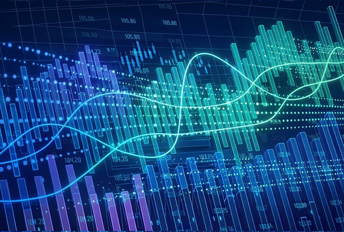 Charts and line graphs representing finance.
