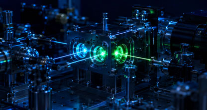 Laser traps rubidium and cesium atoms in a neutral atom quantum computing system.