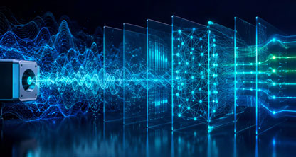 Visualization of AI processing radio-frequency sensor data for real-time signal classification.